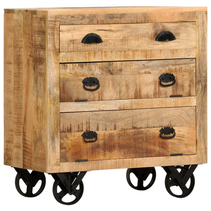 Side Cabinet with Wheel 70x40x75 cm Solid Mango Wood