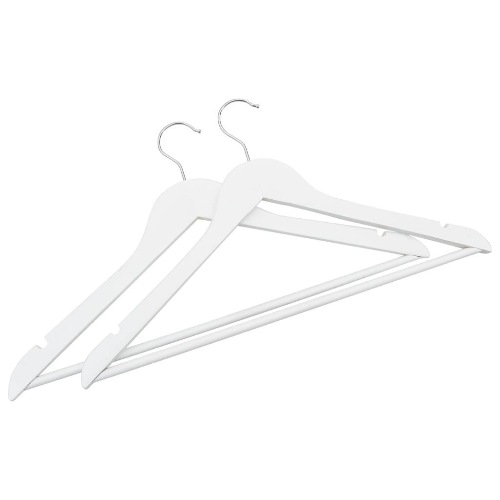 100 pcs Clothes Hanger Set Non-slip White Hardwood