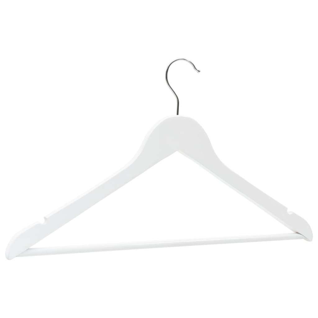 100 pcs Clothes Hanger Set Non-slip White Hardwood