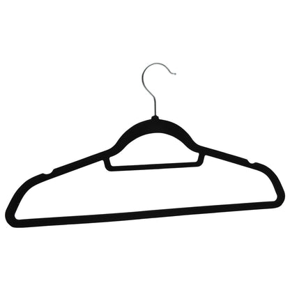 100 pcs Clothes Hanger Set Anti-slip Black Velvet