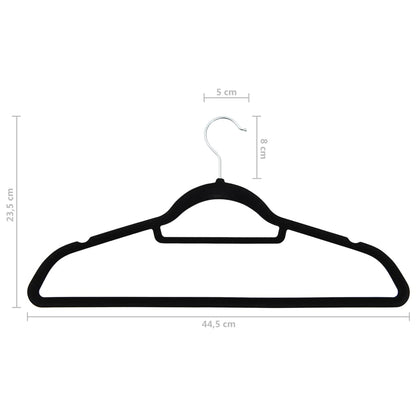 100 pcs Clothes Hanger Set Anti-slip Black Velvet