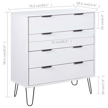 Drawer Cabinet White 76.5x39.5x90.3 cm Solid Pine Wood