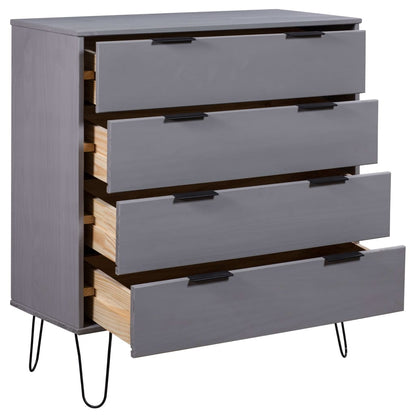 Drawer Cabinet Grey 76.5x39.5x90.3 cm Solid Pine Wood
