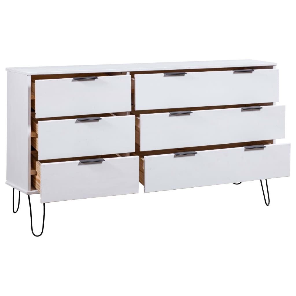 Drawer Cabinet White 119.3x39.5x73.6 cm Solid Pine Wood