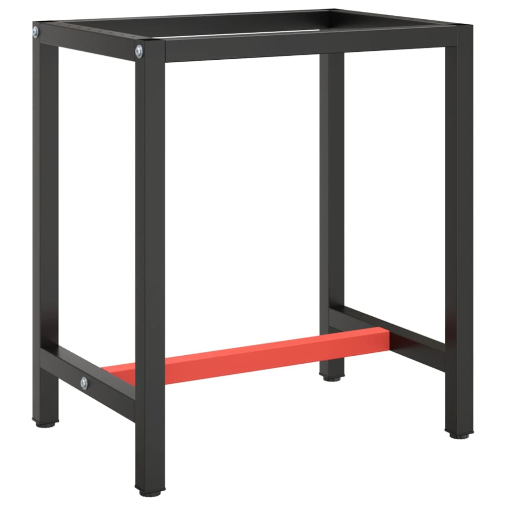 Work Bench Frame Matte Black and Matte Red 70x50x79 cm Metal