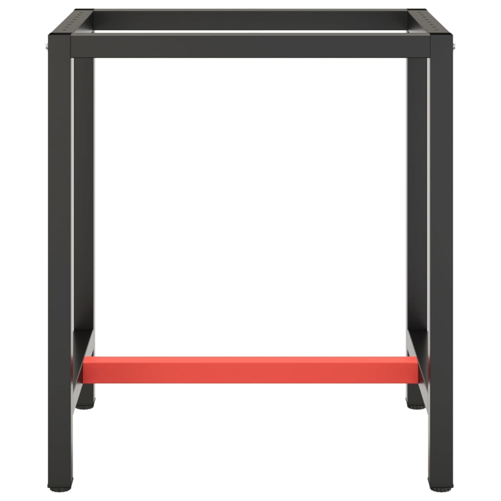 Work Bench Frame Matte Black and Matte Red 70x50x79 cm Metal