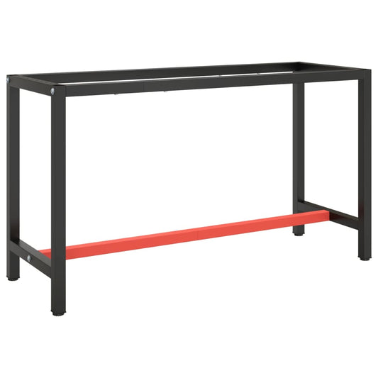 Work Bench Frame Matte Black and Matte Red 140x50x79 cm Metal