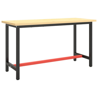 Work Bench Frame Matte Black and Matte Red 140x50x79 cm Metal