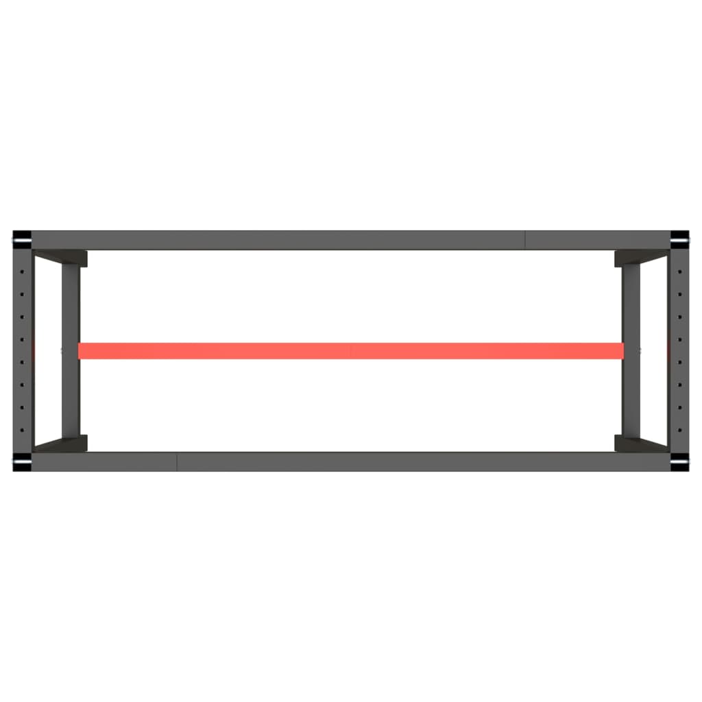 Work Bench Frame Matte Black and Matte Red 140x50x79 cm Metal