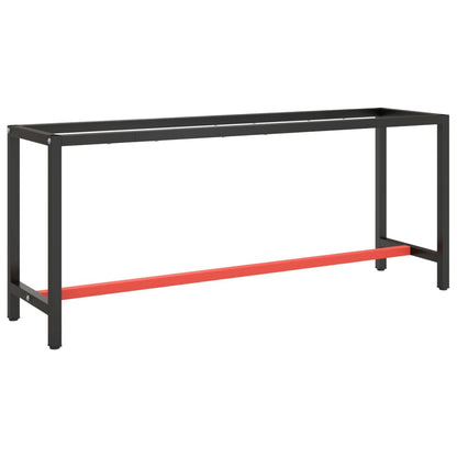 Work Bench Frame Matte Black and Matte Red 190x50x79 cm Metal