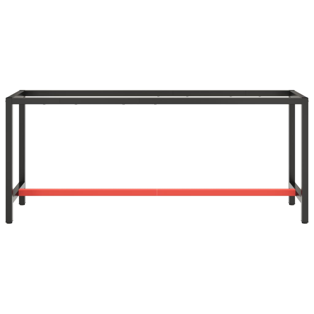 Work Bench Frame Matte Black and Matte Red 190x50x79 cm Metal