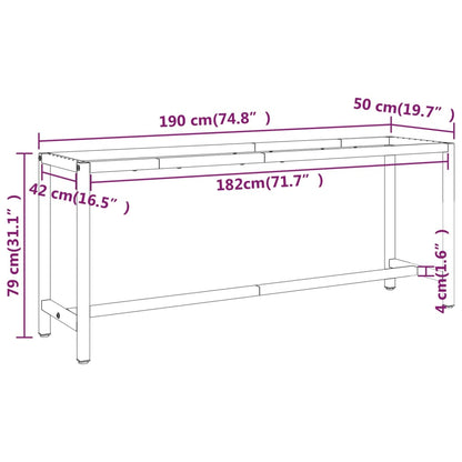 Work Bench Frame Matte Black and Matte Red 190x50x79 cm Metal