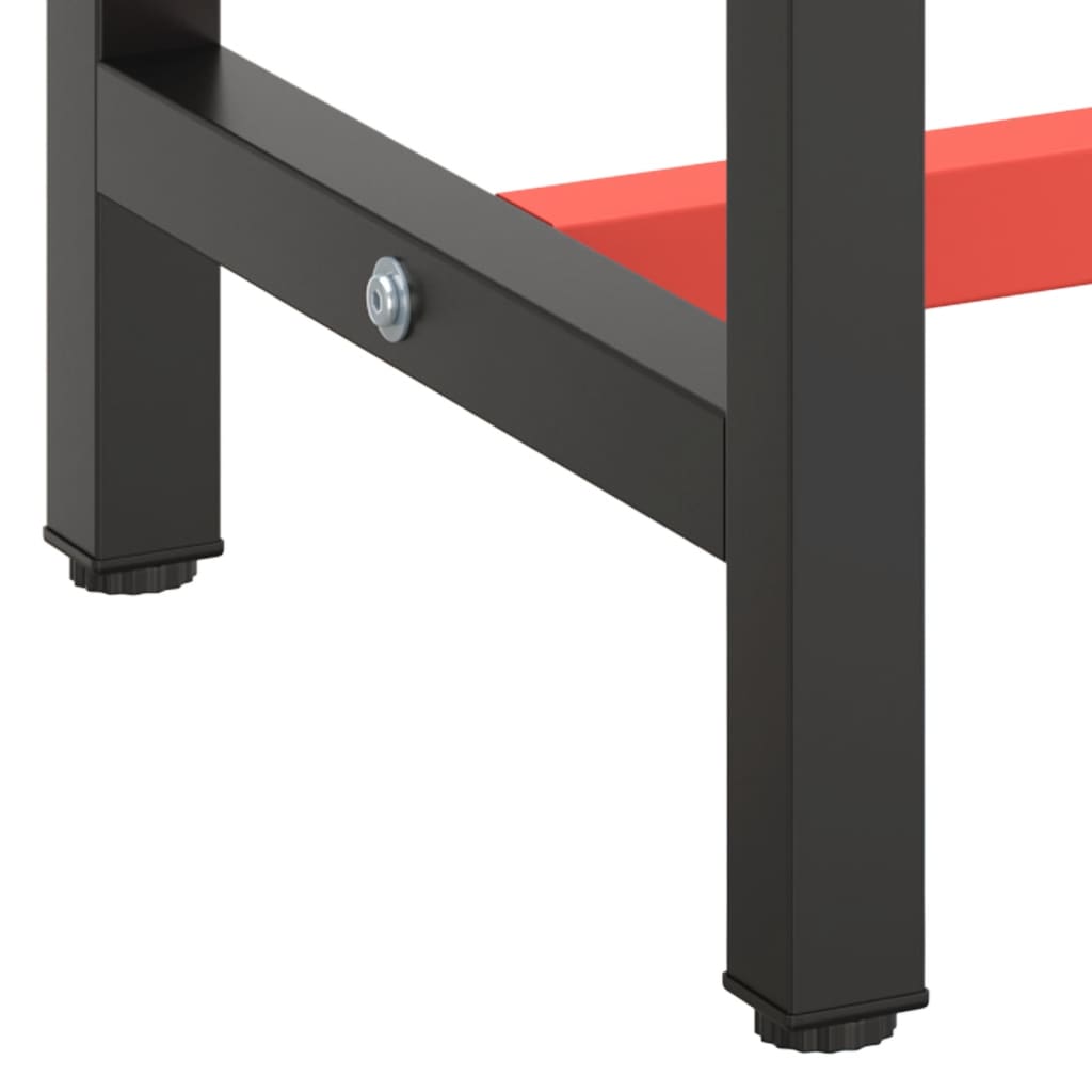 Work Bench Frame Matte Black and Matte Red 210x50x79 cm Metal