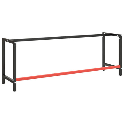 Work Bench Frame Matte Black and Matte Red 220x57x79 cm Metal