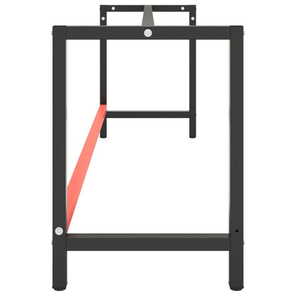 Work Bench Frame Matte Black and Matte Red 220x57x79 cm Metal