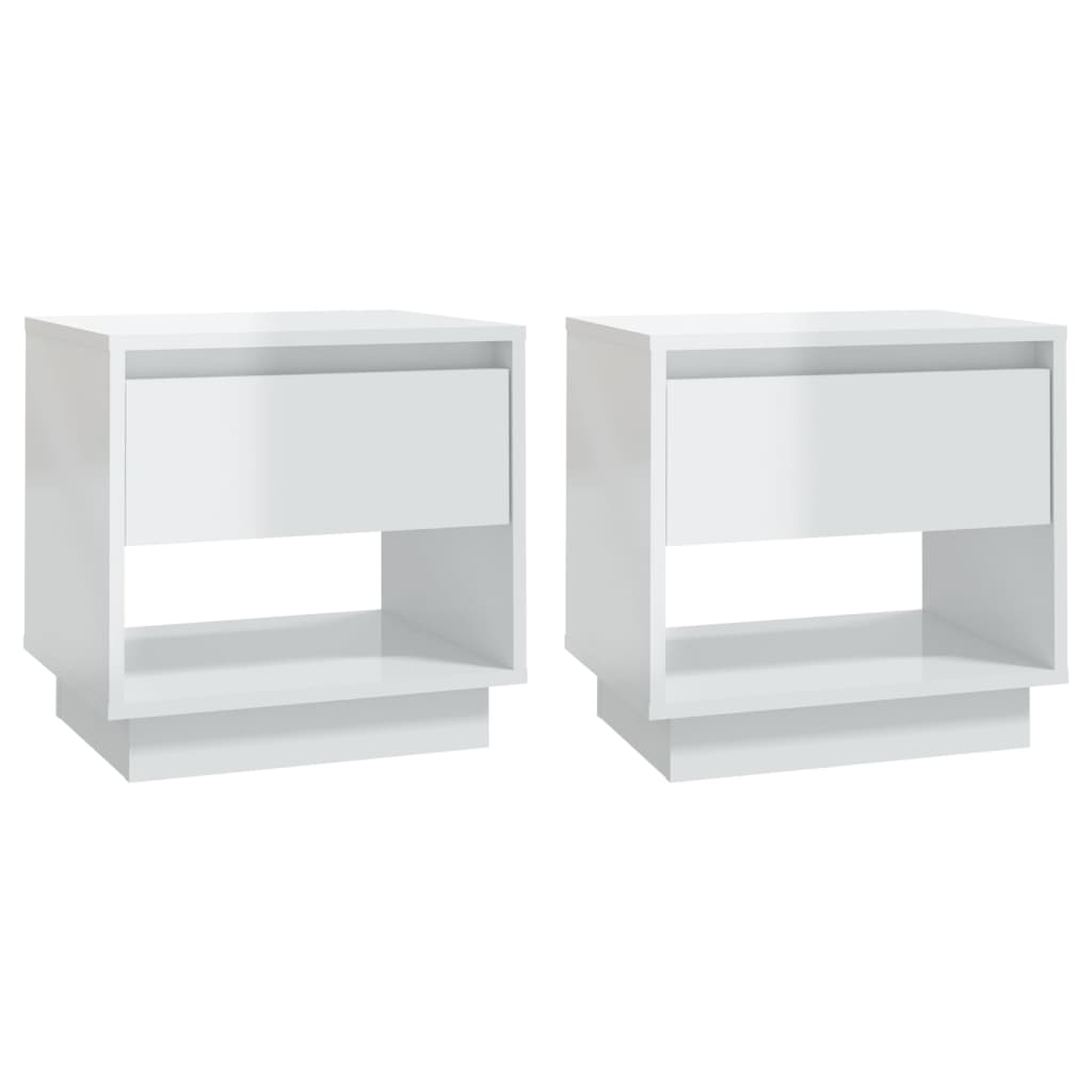 Bedside Cabinets 2 pcs High Gloss White 45x34x44 cm Engineered Wood