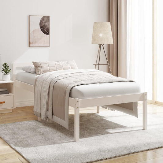 Bed Frame White 90x190 cm Single Solid Wood Pine