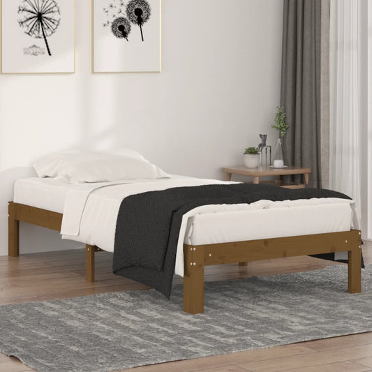 Bed Frame Honey Brown Solid Wood 90x190 cm Single