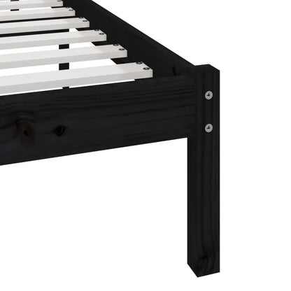 Bed Frame Black 90x190 cm Single Solid Wood Pine