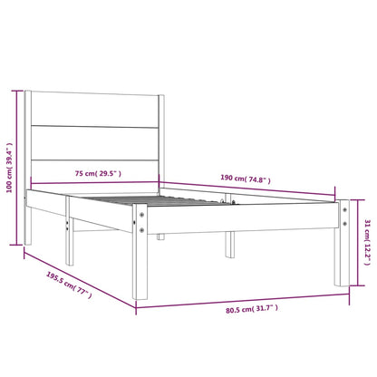 Bed Frame Solid Wood 75x190 cm Small Single