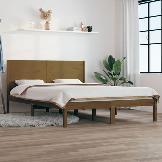 Bed Frame Honey Brown Solid Wood Pine 140x190 cm