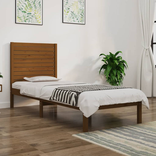 Bed Frame Honey Brown Solid Wood 75x190 cm Small Single