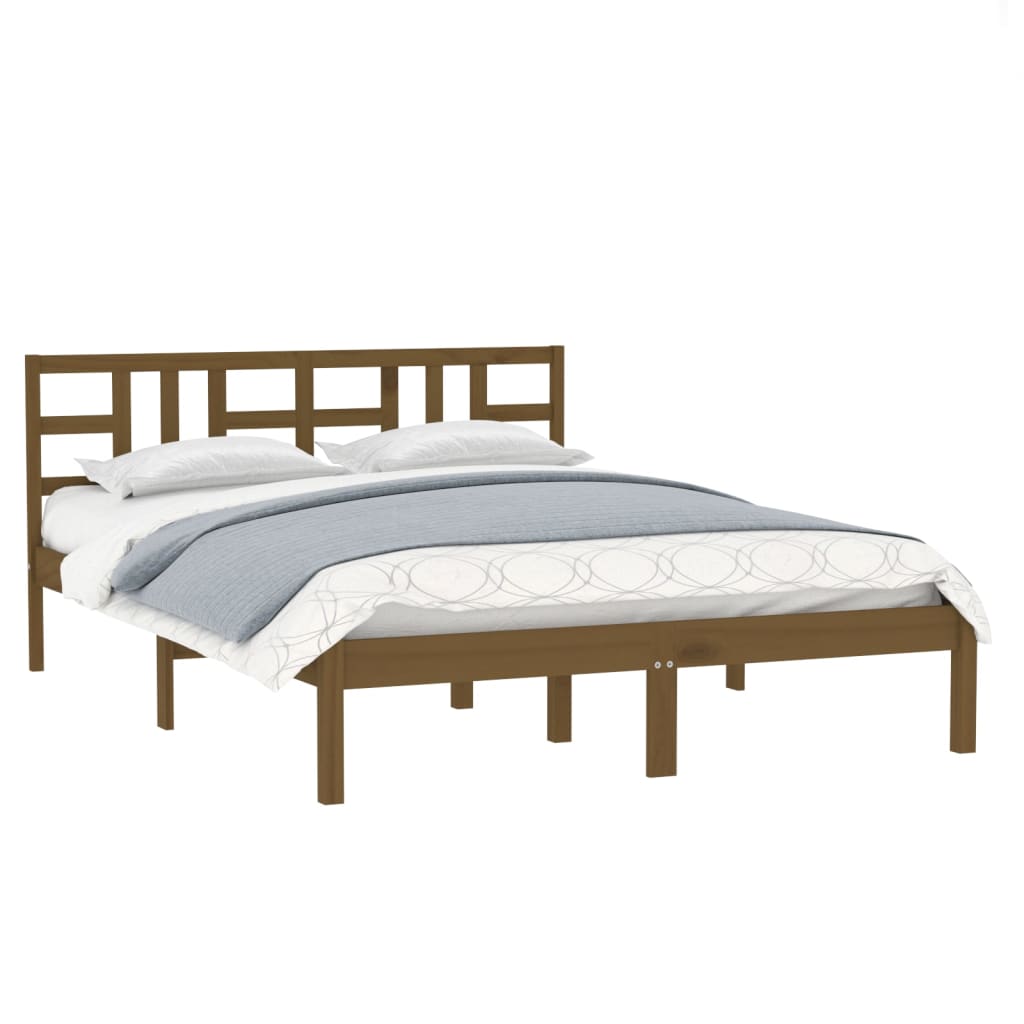 Bed Frame Honey Brown Solid Wood 140x190 cm