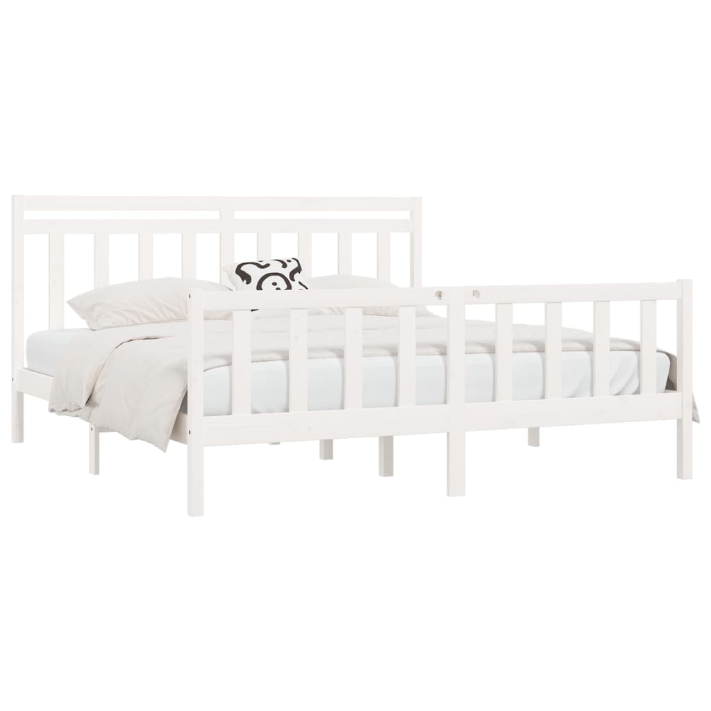 Bed Frame White Solid Wood Pine 180x200 cm Super King Size