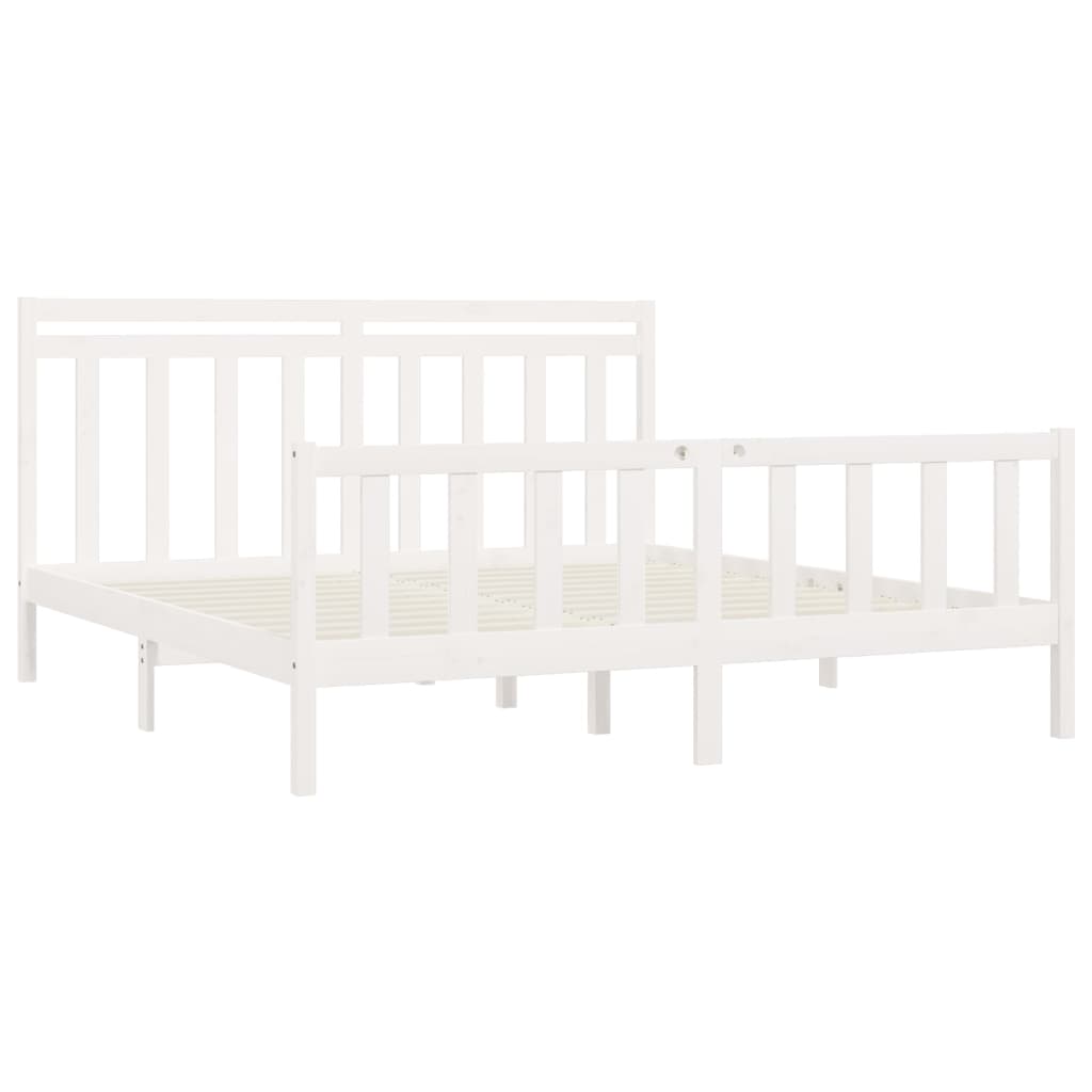 Bed Frame White Solid Wood Pine 180x200 cm Super King Size