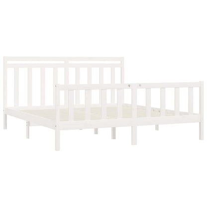 Bed Frame White Solid Wood Pine 180x200 cm Super King Size