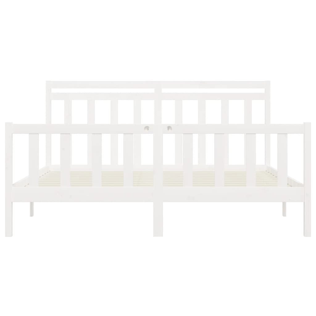 Bed Frame White Solid Wood Pine 180x200 cm Super King Size