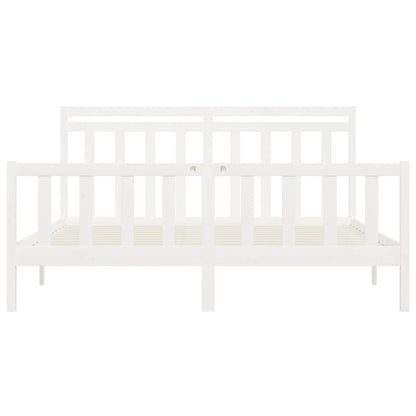 Bed Frame White Solid Wood Pine 180x200 cm Super King Size