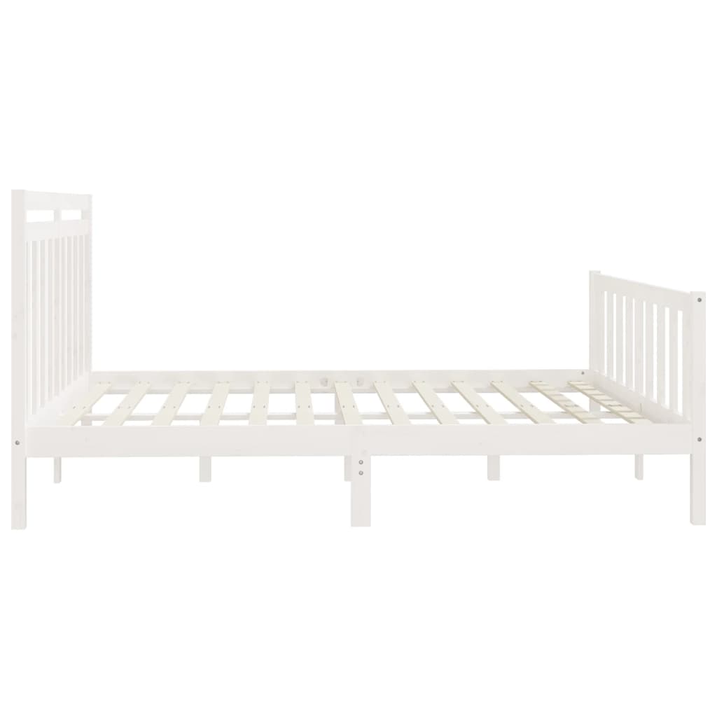 Bed Frame White Solid Wood Pine 180x200 cm Super King Size