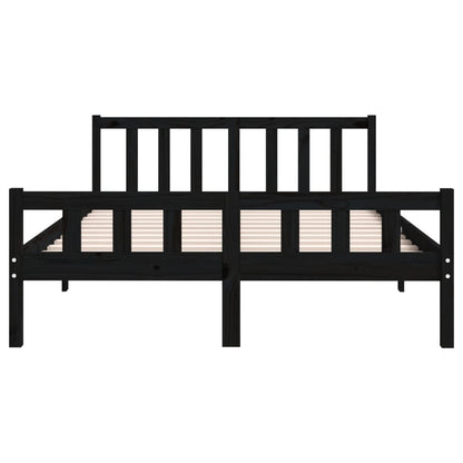 Bed Frame Black Solid Wood 135x190 cm Double