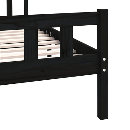 Bed Frame Black Solid Wood 135x190 cm Double