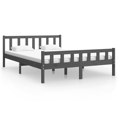 Bed Frame Grey Solid Wood 140x200 cm