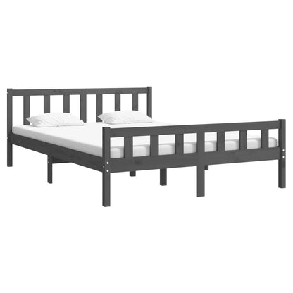 Bed Frame Grey Solid Wood 140x200 cm