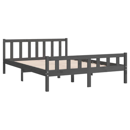 Bed Frame Grey Solid Wood 140x200 cm