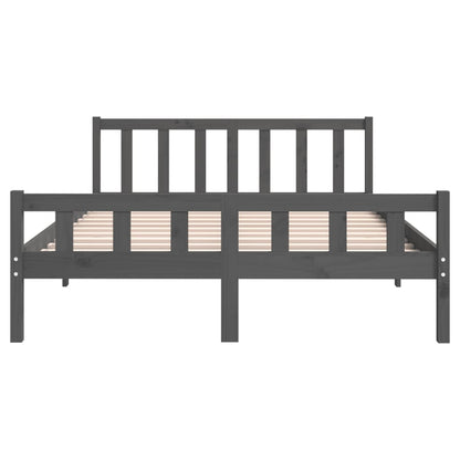 Bed Frame Grey Solid Wood 140x200 cm