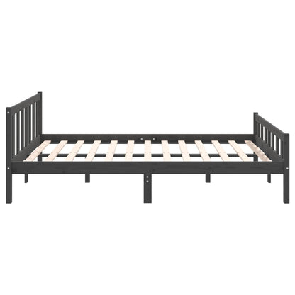 Bed Frame Grey Solid Wood 140x200 cm