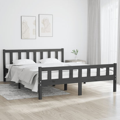 Bed Frame Grey Solid Wood 140x200 cm