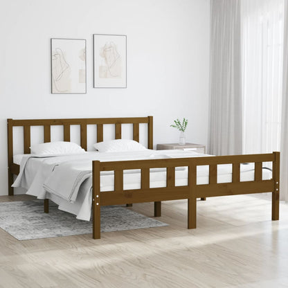 Bed Frame Honey Brown Solid Wood 150x200 cm King Size