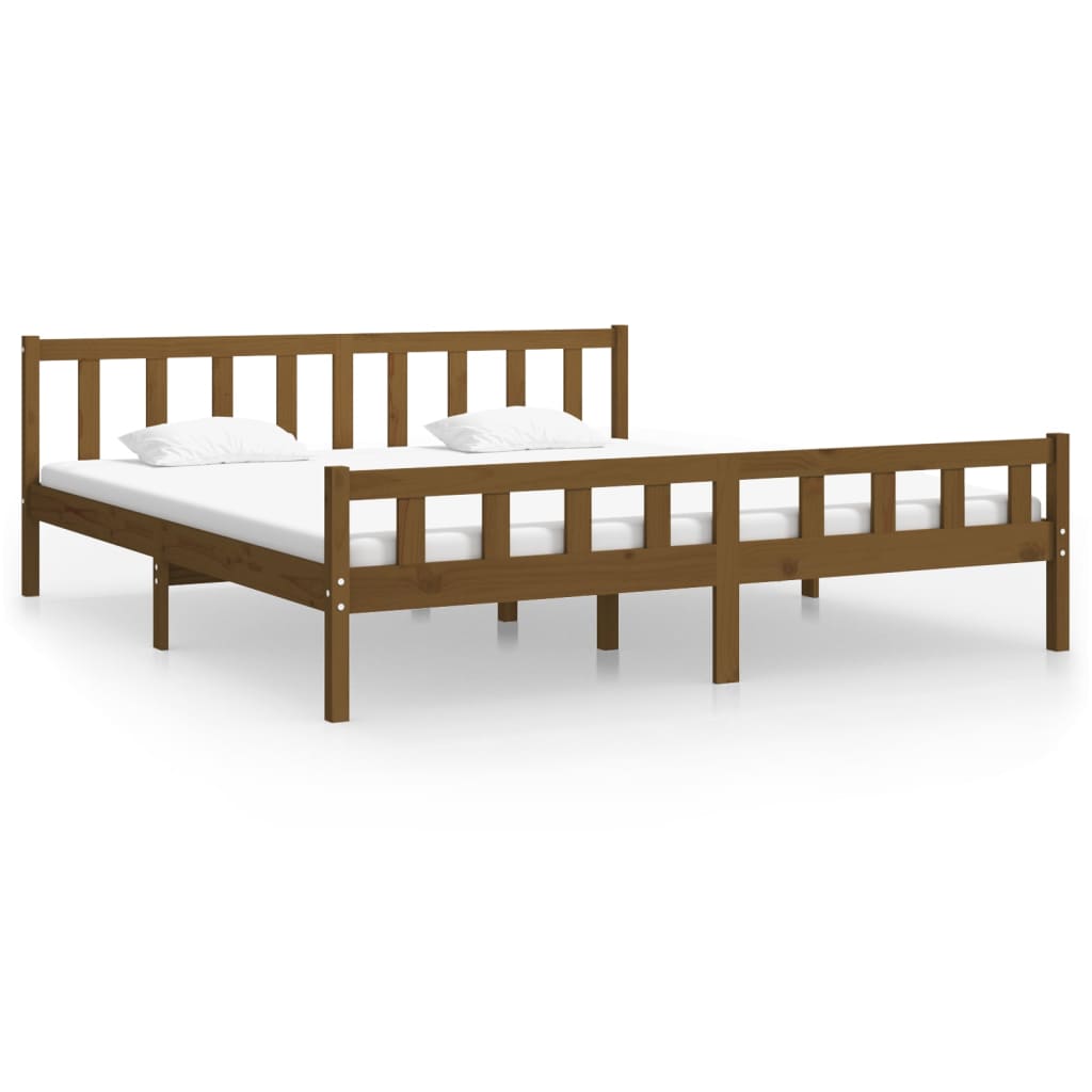 Bed Frame Honey Brown Solid Wood 160x200 cm