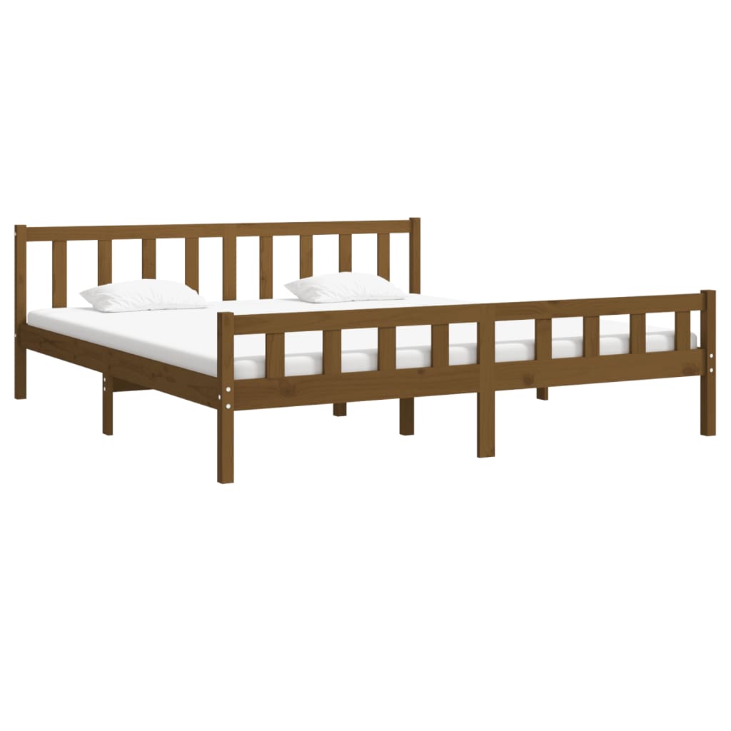 Bed Frame Honey Brown Solid Wood 160x200 cm