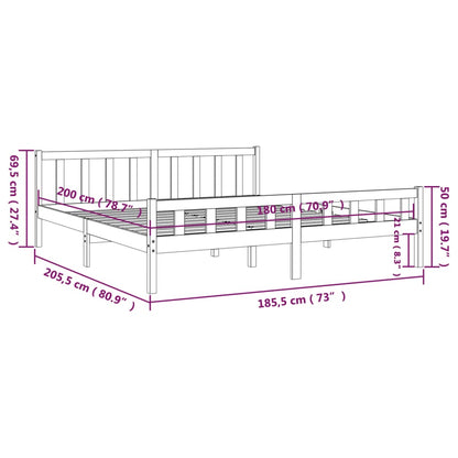 Bed Frame Honey Brown Solid Wood 180x200 cm Super King Size