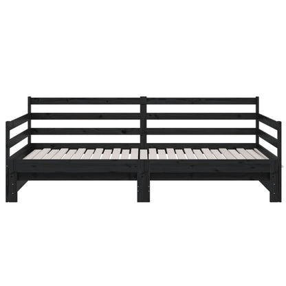 Pull-out Day Bed Black 2x(80x200) cm Solid Wood Pine