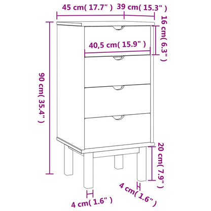 Drawer Cabinet OTTA Brown&White 45x39x90cm Solid Wood Pine