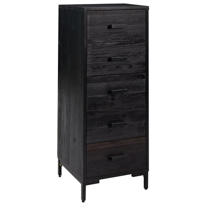 Chest of Drawers Black 42x35x110 cm Solid Pinewood