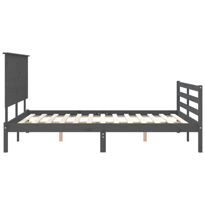 Bed Frame with Headboard Grey 160x200 cm Solid Wood