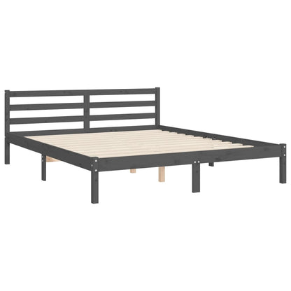 Bed Frame with Headboard Grey 160x200 cm Solid Wood